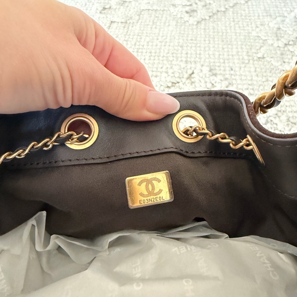 New CHANEL 25 Brown Suede Small
Hobo Tote - Picture 8 of 12